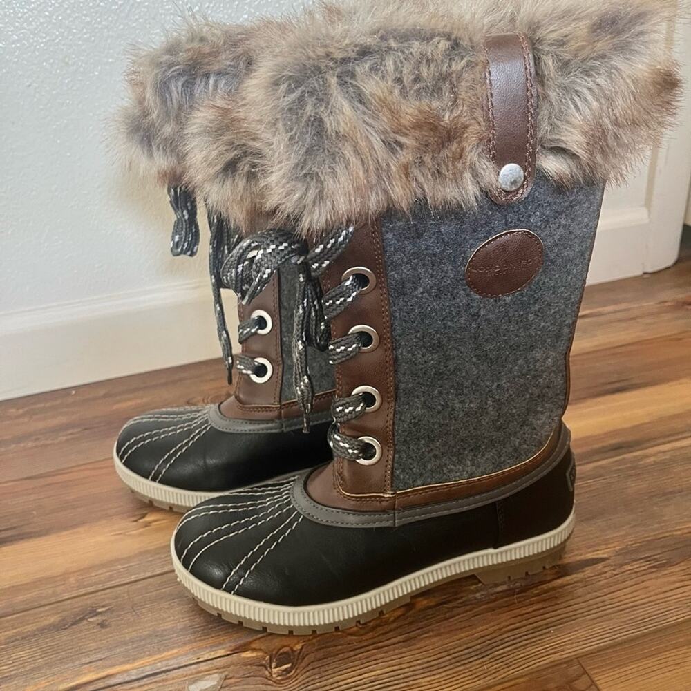 London Fog Snow Boots Faux Fur Trim size 8 - Picture 3 of 8